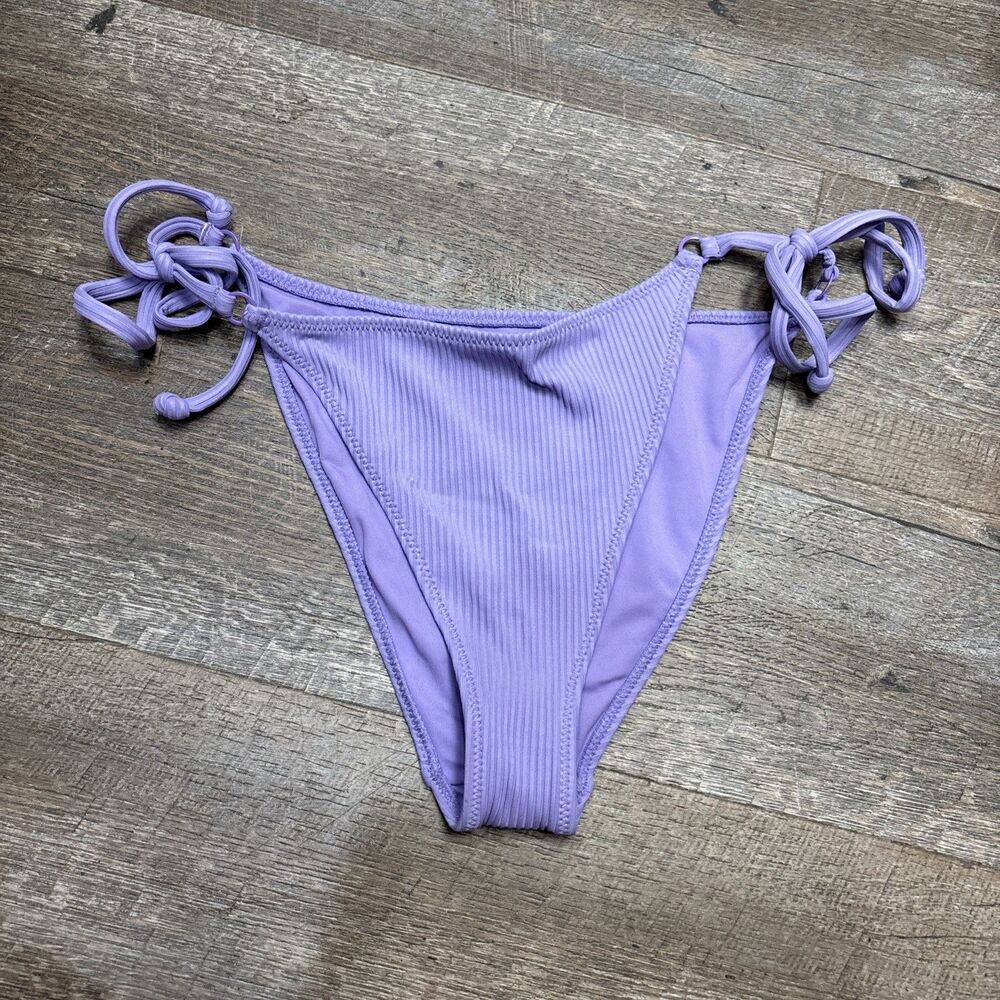 PacSun Adjustable Stretch Bikini Bottom Purple M Women Swimwear Ribbed Lined